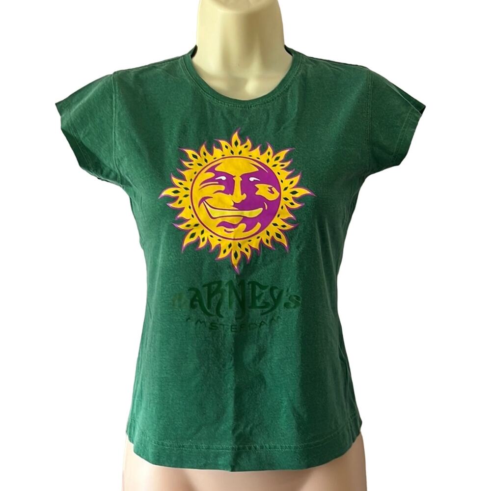 Barney’s Amsterdam Green Tee Shirt Size Small Baby Slim Fit Sunshine Logo